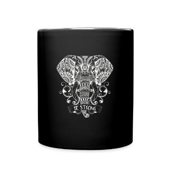 Mandala Elefant - Tasse einfarbig - Schwarz - Vorne