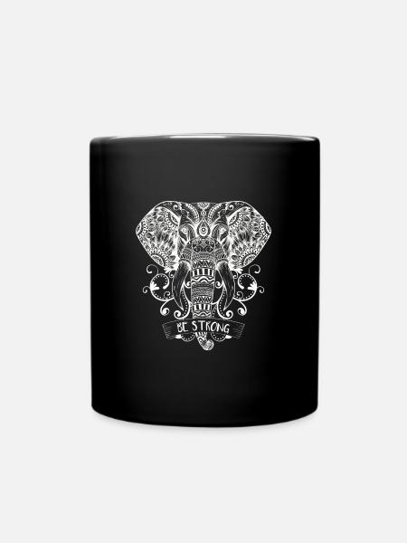 Mandala Elefant - Tasse einfarbig - Schwarz