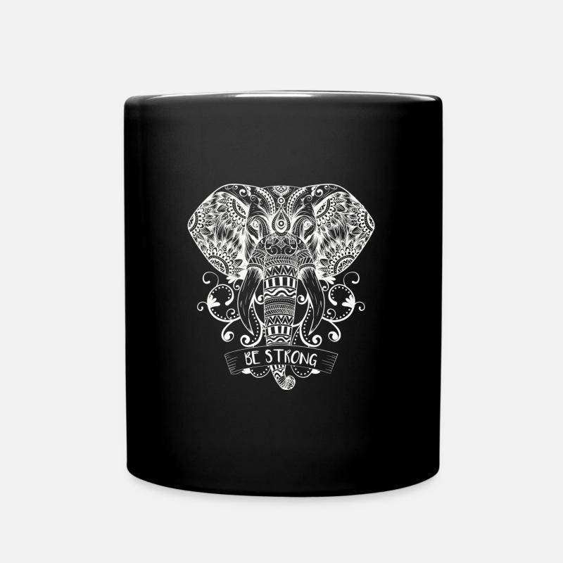 Mandala Elefant - Tasse einfarbig - Schwarz