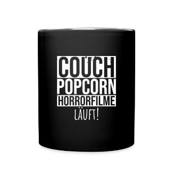 Horrorfilmsüchtiger - Horrorfilm Fan - Tasse einfarbig - Schwarz - Vorne
