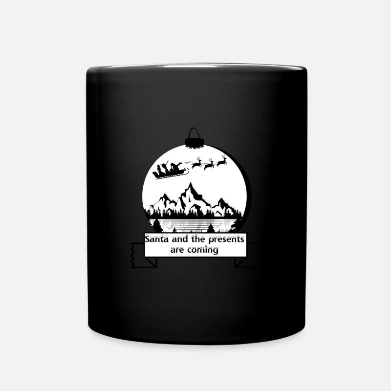 Weihnachtsmann mit Weihnachtskugel - Tasse einfarbig - Schwarz