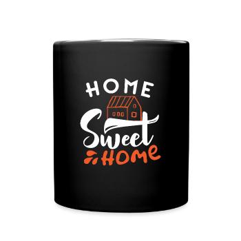 Home Sweet Home, Zuhause ist es am schönsten - Tasse einfarbig - Schwarz - Vorne