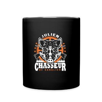 Julien chasseur de sanglier Humour Chasse - Mug uni - noir - Devant