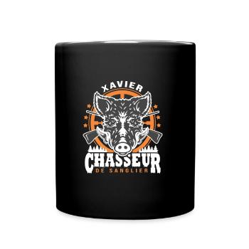 Xavier chasseur de sanglier Humour Chasse - Mug uni - noir - Devant