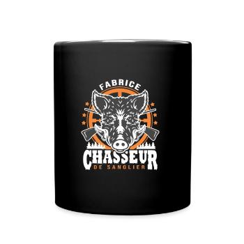 fabrice chasseur de sanglier Humour Chasse - Mug uni - noir - Devant