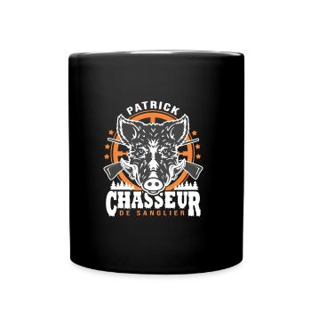Patrick chasseur de sanglier Humour Chasse - Mug uni - noir - Devant