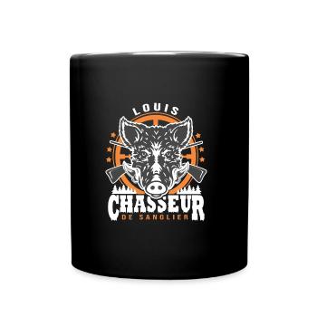 Louis chasseur de sanglier Humour Chasse - Mug uni - noir - Devant