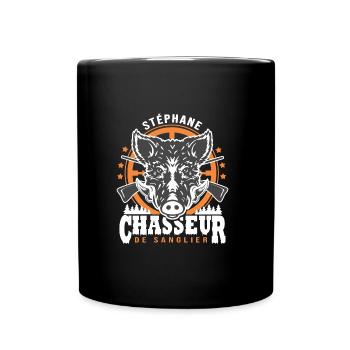 Stéphane chasseur de sanglier Humour Chasse - Mug uni - noir - Devant