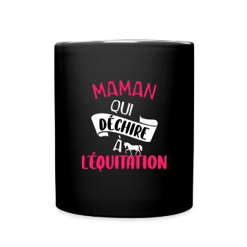 Maman qui déchire à l'équitation t-shirt cheval - Mug uni - noir - Devant