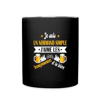 Normand bûcheron amateur bois tronçonneuse bière - Mug uni - noir - Devant