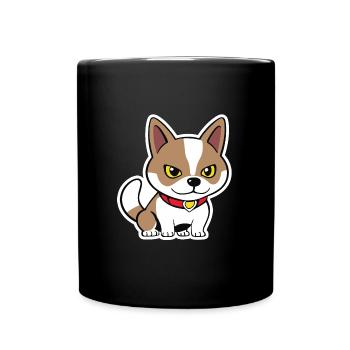 Little Dog Brown Outlined - Full Colour Mug - black - Front
