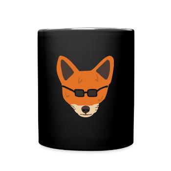 cooler Fuchs mit Sonnenbrille - Tasse einfarbig - Schwarz - Vorne