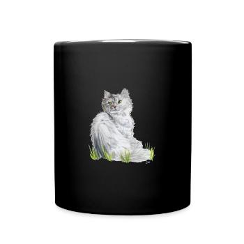 Plüschkatze - Tasse einfarbig - Schwarz - Vorne