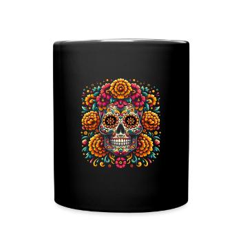 Dia de Los Muertos Sugar Skull Halloween - Full Colour Mug - black - Front