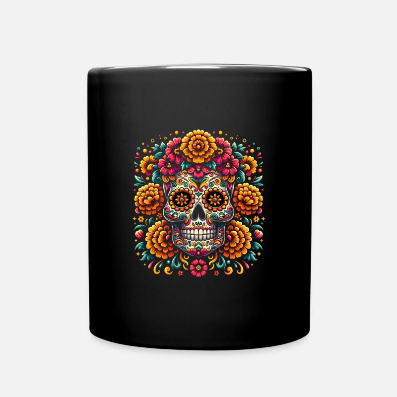 Dia de Los Muertos Sugar Skull Halloween - Full Colour Mug - black