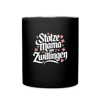 Zwillingsmama Zwillings Mutter Mama von Zwillingen - Tasse einfarbig - Schwarz - Vorne