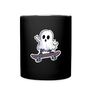 Ghost on skateboard - Full Colour Mug - black - Front