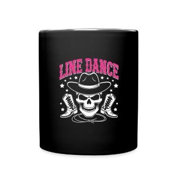 Line Dance Skull with Stetson and Boots and Lasso - Full Colour Mug - black - Front