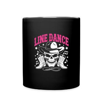 Line Dance Skull with Stetson and Boots and Lasso - Full Colour Mug - black - Front