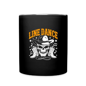 Line Dance Skull with Stetson and Boots and Lasso - Full Colour Mug - black - Front