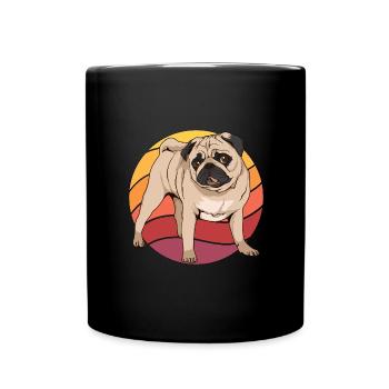 Mops Pug Retro Sunset - Full Colour Mug - black - Front