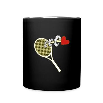 tennis tennis match tennis ball racket - Full Colour Mug - black - Front