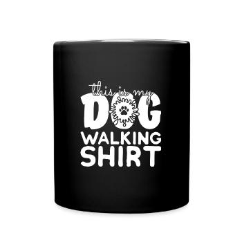 Hund Gassi gehen - Tasse einfarbig - Schwarz - Vorne