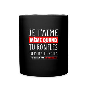 Cadeau Drôle Couple Mec Ronfle Pet Roter péter - Mug uni - noir - Devant
