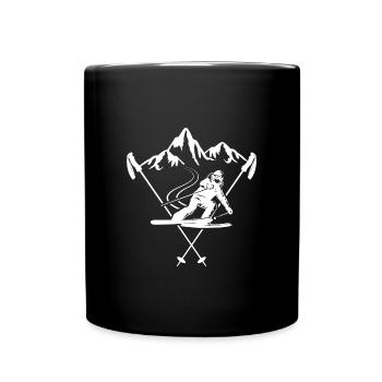 skifahrer ski-alpin pulverschnee race-carver - Tasse einfarbig - Schwarz - Vorne