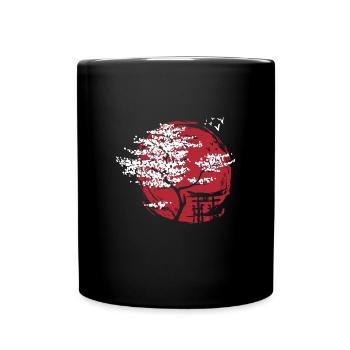 Japanese dwarf maple and archway torii - Full Colour Mug - black - Front