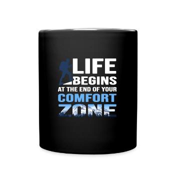 mountain hike ridge walk pathless alpine mountain path - Full Colour Mug - black - Front