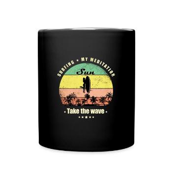 Surf Femmes Vintage Sports Retro Sunset - Mug uni - noir - Devant