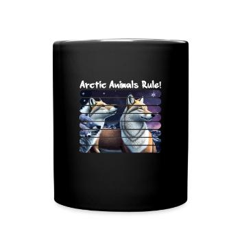 Arctic animals rule! Arctic Fox Starry Night - Full Colour Mug - black - Front