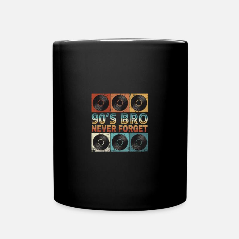 Back to the 90's vinyl record - Full Colour Mug - black
