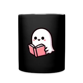 Kawaii Geister-Lesebuch - Tasse einfarbig - Schwarz - Vorne
