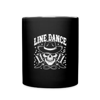 Line Dance Skull with Stetson and Boots and Lasso - Full Colour Mug - black - Front
