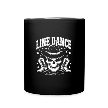 Line Dance Skull with Stetson and Boots and Lasso - Full Colour Mug - black - Front