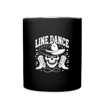 Line Dance Skull with Stetson and Boots and Lasso - Full Colour Mug - black - Front