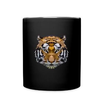 Polygone cadeau animal tigre lion chat - Mug uni - noir - Devant