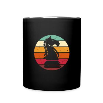 Schach Vintage Schachfigur Springer Schachspieler - Tasse einfarbig - Schwarz - Vorne