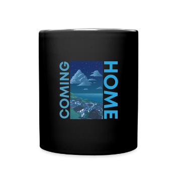 Coming Home blaue Schrift - Tasse einfarbig - Schwarz - Vorne