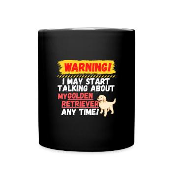 Warning Golden Retriever - Full Colour Mug - black - Front