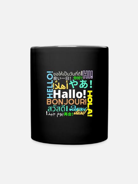 Bonjour, Bonjour, Bonjour, Hola, Buenos dias - Mug uni - noir