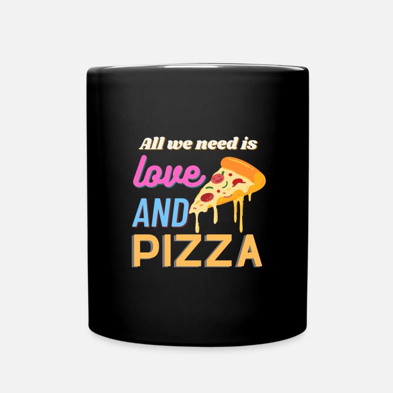 Tout ce dont nous avons besoin, c’est d’amour et de pizza - Mug uni - noir
