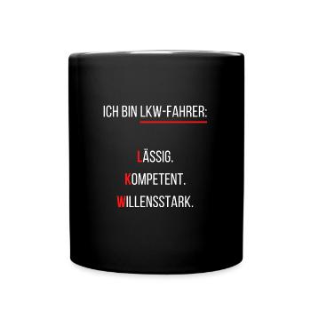 Lustiges Shirt LKW Fahrer Lastwagen Brummi Trucker - Tasse einfarbig - Schwarz - Vorne