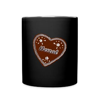 Oktoberwiesn 2022 Lebkuchen Herz Herzal - Tasse einfarbig - Schwarz - Vorne