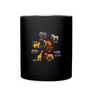 tiere,wilde tiere,zebra,löwe,elefant,bär,zoo - Tasse einfarbig - Schwarz - Vorne