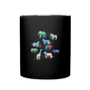 Animaux,Animaux sauvages,Zèbre,Lion,Eléphant,Ours,Zoo,Lion - Mug uni - noir - Devant