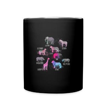tiere,wilde tiere,zebra,löwe,elefant,bär,zoo,leopa - Tasse einfarbig - Schwarz - Vorne