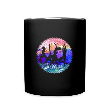 Yoga,Femme,Stretching,Sports,Power Yoga,Mandala - Mug uni - noir - Devant